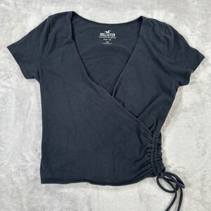 Hollister Must Have Collection Baby Tee Black V Neck Size S